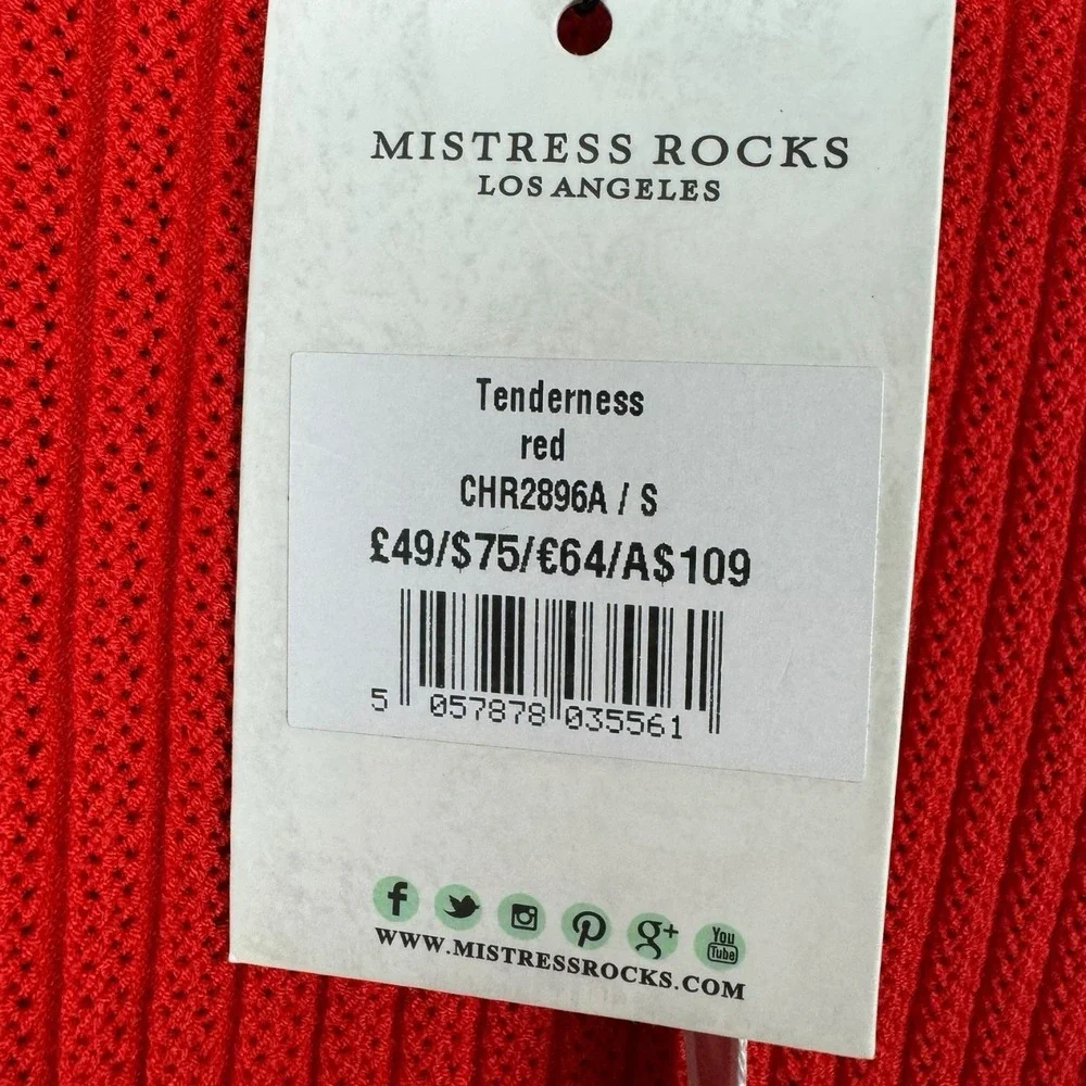 Mistress Rocks Cropped Ribbed Tenderness Cardigan Sweater Red Sz‎ S